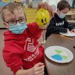 Submitted photo
Dalton Wilkinson displays a stress ball he made in Heather Rileys class at Helen Haller Elementary School.