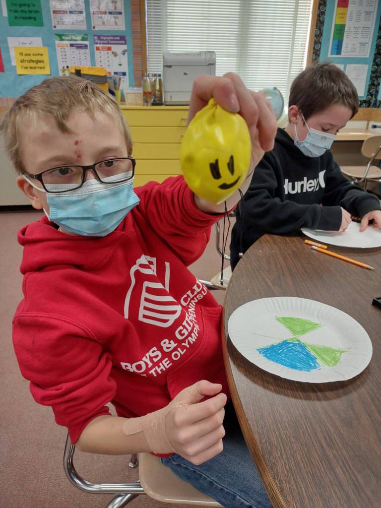 Submitted photo
Dalton Wilkinson displays a stress ball he made in Heather Rileys class at Helen Haller Elementary School.