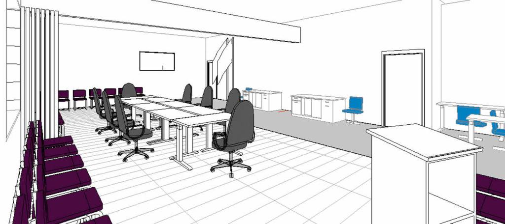 An artists rendering shows one of three designs being considered for the Sequim School Districts new boardroom. Graphic by design2LAST