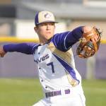 Sequim started Conor Bear pitches in the first inning of a 10-0 loss to Kingston on March 30. Bear struck out seven Buccaneers in four innings. Sequim Gazette photo by Michael Dashiell