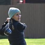 Sequim Gazette photo by Michael Dashiell
Sequims Hannah Wagner watches her drive at the second hole at The Cedars at Dungeness on March 31.