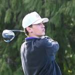 Sequims Dominic Riccobene watches his drive at the second hole at The Cedars at Dungeness on March 31. Riccobene shot a 39 as the Wolves topped Kingston by nine shots. Sequim Gazette photo by Michael Dashiell