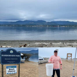 Residents take part in an Earth Day cleanup at Ediz Hook in 0221. Photos courtesy of Surfrider Foundation
