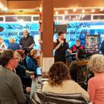 Submitted photo
The Tess Teel Trio entertains the crowd at Wind Rose Cellars in March. Tess Teel offersQueens & Aces, a special Mothers Day dancing event at the Sequim Elks Lodge on May 8, featuring blues, oldies, standards and more.