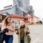 Olympic Angels founder Morgan Hanna of Port Townsend, left, and Love Box volunteer Quinn Mitchell take a walk in Sequim, Mitchells home town, to talk about Olympic Angels expansion into Clallam County. Photo courtesy of April Thompson/Olympic Angels