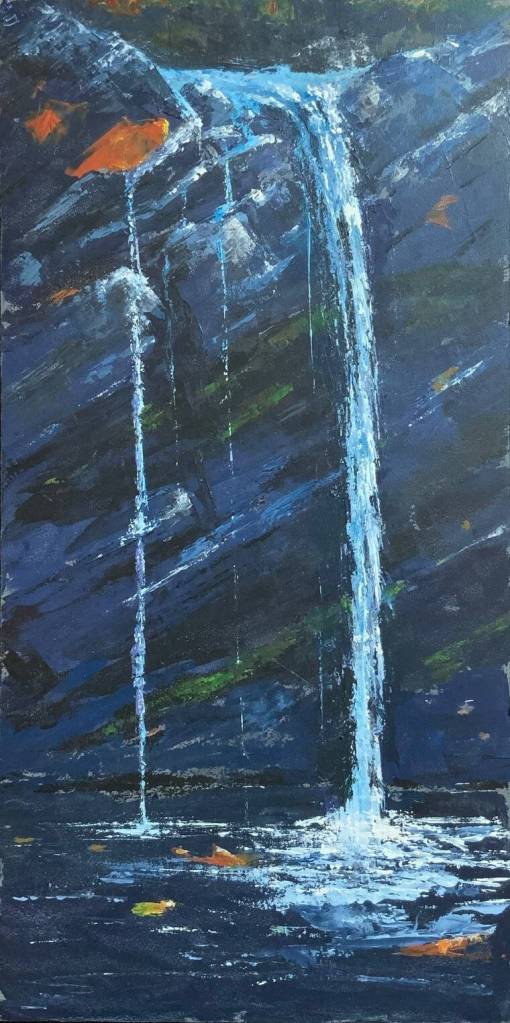 Autumn Splash by Dennis Pangborn, a featured artist at Blue Whole Gallery in May. Submitted art