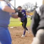 Sequims Hannah Bates delivers a pitch in the fourth inning of the Wolves 15-1 home win over Bremerton on April 26. Bates went all five innings, giving up two hits and striking out five.