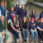 Photo courtesy Patricia McCauley/ Sequim Sunrise Rotary members worked on Earth Day to plant a new garden bed at the Dungeness River Nature Center. Participants included, from top left, Kathy Strozyk, Kathy Schreiner, Russ Mellon, Ann Flack, Fritz Langenbacher, Jon Jack, Nicole Hartman, Rich Bemm; front left, Becki Roberts, Steve Tharinger, Kaye Gagnon, Carolyn De Salvo, Amala Kuster, Patricia McCauley and Tom Hartig.