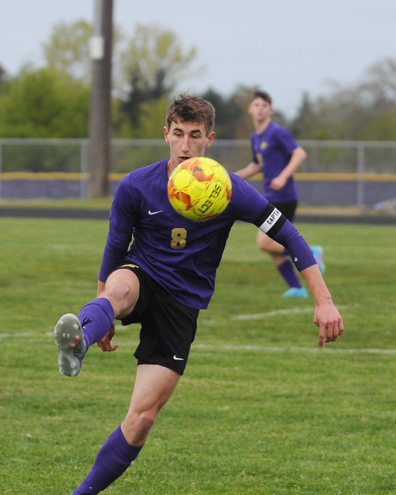 Sequim Gazette FILE PHOTO BY Michael Dashiell
Brandon Wagner settles a ball and looks for a teammate in the Wolves 4-0 win over Kingston May 4.