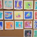 Submitted photo
Fifth-graders in Saxon Holts class are studying Native Americans of different regions, and last week they studied the Arctic region. These prints were done as block-print technique using Styrofoam boards and carving into them the arctic bird design each student chose. Students then used water-color markers and transferred the prints onto wet watercolor paper that was purchased with a grant from the Sequim Education foundation two years ago.