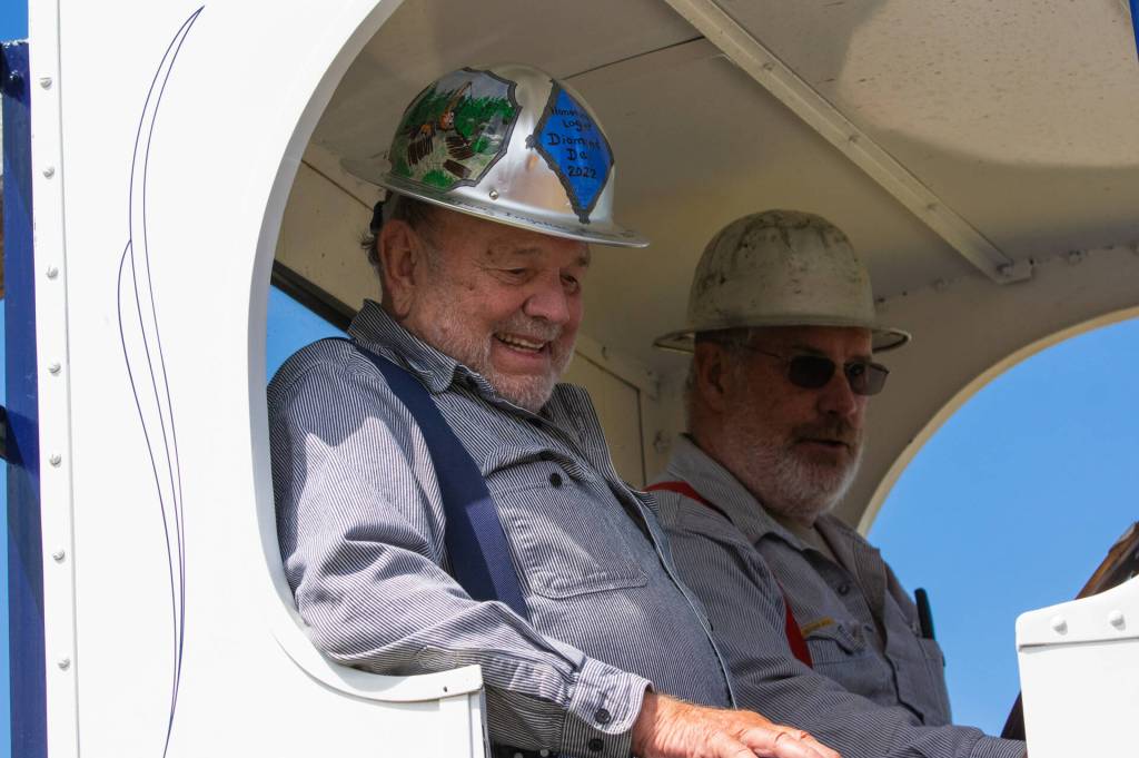Del Gott is honored at the 2022 Honorary Logger at the Sequim Irrigation Festival Logging Show on May 14. In 1987, Gott started Diamond Construction in Sequim and it is still going strong to this day, festival organizers note. Sequim Gazette photo by Emily Matthiessen
