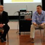 Sequim Gazette photo by Matthew Nash/ Brian King, left, and Marc Titterness seek the Clallam County Sheriffs position this November following retiring sheriff Bill Benedict. They spoke on Tuesday during the Sequim-Dungeness Valley Chamber of Commerces luncheon about staffing, reform and education.