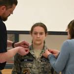 Dungeness Composite Squadron cadet Paige Biss is promoted to Airman at a special ceremony on May 17. Sequim Gazette photo by Michael Dashiell