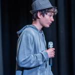 Malachi Byrne reports on the trial in The Big Bad Musical, a performance by the 6th-8th graders from Olympic Peninsula Academy on June 3 and 4 at Sequim High School auditorium. Sequim Gazette photo by Emily Matthiessen
