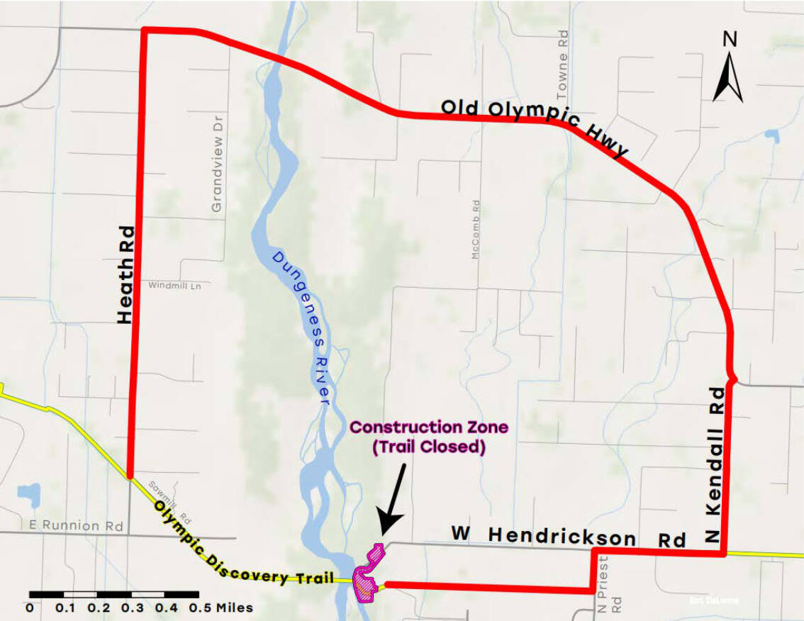 Users of the Olympic Discovery Trail can use this detour during two upcoming closures (June 6-8 and July 18-Oct. 18). Photo courtesy of Jamestown SKlallam Tribe