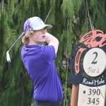 Sequims Ben Sweet, pictured here teeing off at the Cedars at Dungeness in a match against North Mason earlier this spring, placed second at the state 2A tournament in May. Sequim Gazette file photo by Michael Dashiell