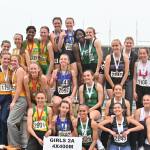 Sequims 4x400 relay team of Kaitlyn Bloomenrader, Riley Pyeatt, Eve Mavy and Hiilei Robinson celebrate a first place finish at the state 2A meet in Tacoma on May 28. Sequim Gazette file photo by Michael Dashiell