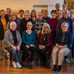 Photo by Larry Barnes
Blue Whole Gallery members celebrate a quarter of a century of local art at the downtown venue. Pictured are (back row, from left) Dan Brewer and Karen Teig, (middle row, from left) Katherine Loveland, Barbara Boerigter, Larry Barnes, Patricia Starr, Kathy Schreiner, Terry Grasteit, Sheri Whetstine, Steve Wry, John Bertholl, Debbie Cain, Suzan Noyes, Lynne Armstrong, Jolene Sanborn, Janet Piccola and Carol Janda, and (front row, from left) Marilynn Evans, Jeannine Chappell, Macaria Patapoff and Mary Franchini. Active members not pictured are: Sally Cays, June Echternkamp, Deborah Harrison, Nancy Lawrence, Dennis Pangborn, Julie Senf, Debby Sterk, Susan Trisko, Ryoko Toyama, Norma Van Orman.