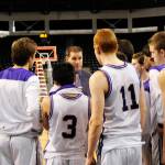 Greg Glasser talks with his team following the West Central District championship game against Clover Park in 2013. Sequim gazette file photo by Michael Dashiell
