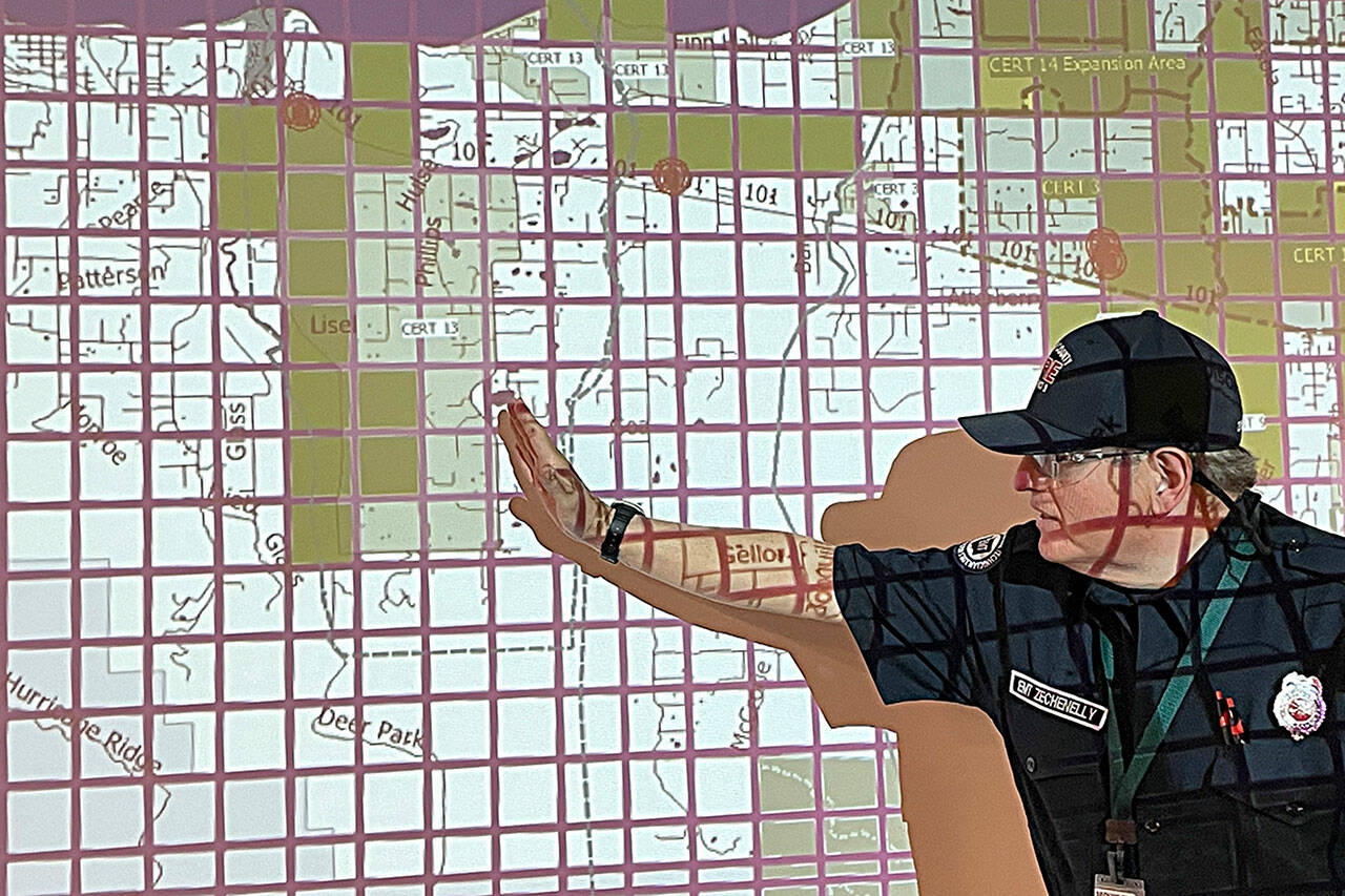 Blaine Zechenelly, disaster planner for Clallam County Fire District 3, said by the end of June 16, community members covered about 75 percent of a grid system on foot that organizers made for a Cascadia Rising disaster drill in the Sequim area.