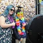 Sequim Gazette photo by Matthew Nash/ Fifth grade teacher Kaitlyn Freed and her student Jair Gomez pose for a photo at the selfie booth at the drive-through celebration for students moving on to middle school from Helen Haller Elementary.