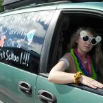Sequim Gazette photo by Matthew Nash/ Eighth grader Elaina Drennen pulls up in style in a van celebrating her time at Sequim Middle School and moving on to high school.