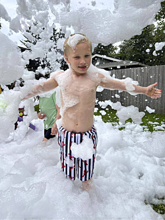 Photo courtesy of
Strait Up Foam Fun
Nine-year-old Brandon Merrigan enjoys foam from his moms business Strait Up Foam Fun.
