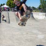 Sequim Gazette photo by Emily Matthiessen
Aaron Schultz skates the park during Saturdays fundraiser for the Carrie Blake Community Park held by the Sequim Youth Skatepark Foundation. Schultz has been skating for 28 years. He said, I like to encourage the littles to try hard … if they fall, to get up and try again.