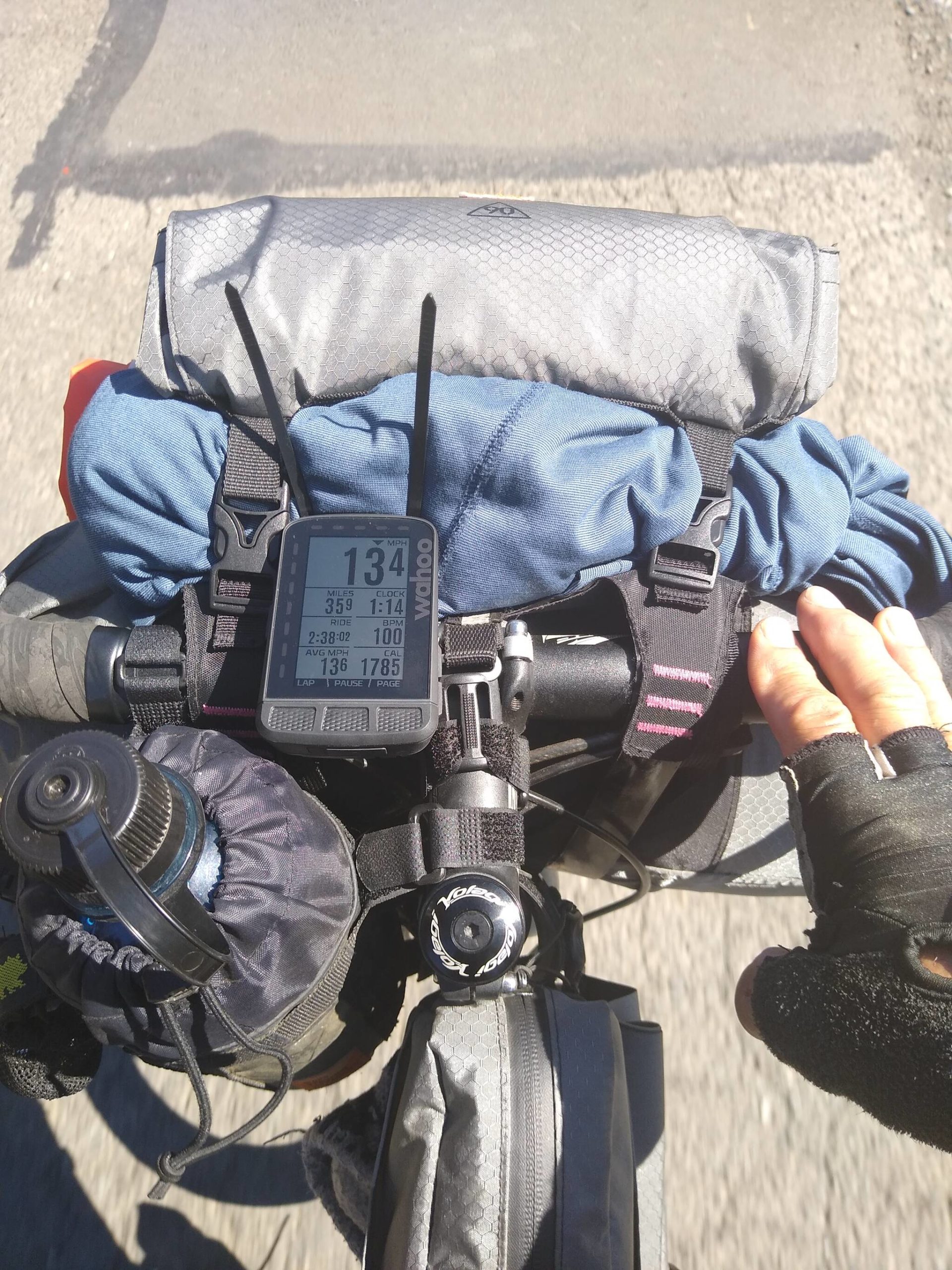 Nate Van Laninghams dashboard shows stats from the last day of his bikepacking trek in 2021, one that took him from Sequim south through Quilcene to Potlatch, north to Chimacum and back to Sequim. Photo by Nate Van Laningham