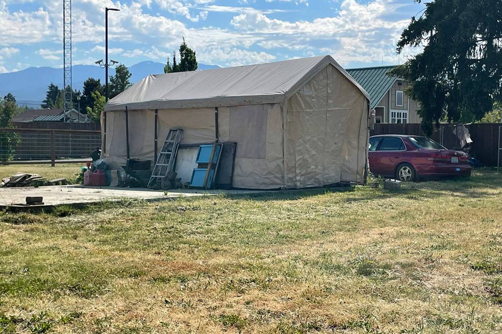 Sequim Gazette photo by Matthew Nash
Three lots, 153, 161 and 169 W. Spruce St., recently sold to the City of Sequim. Theyve been linked for years to criminal activity and code compliance issues next to the Sequim Civic Center.