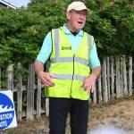 Sequim Gazette photo by Michael Dashiell
Mac Macdonald leads a tsunami evacuation route practice in the 3 Crabs area on July 18.