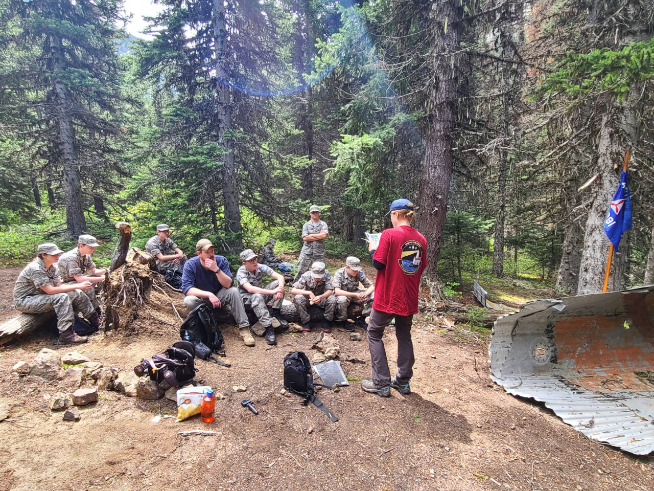 Submitted photo / Dungeness Composite Squadron commander Madeline Patterson reads the story of the 1952 crash to squadron cadets