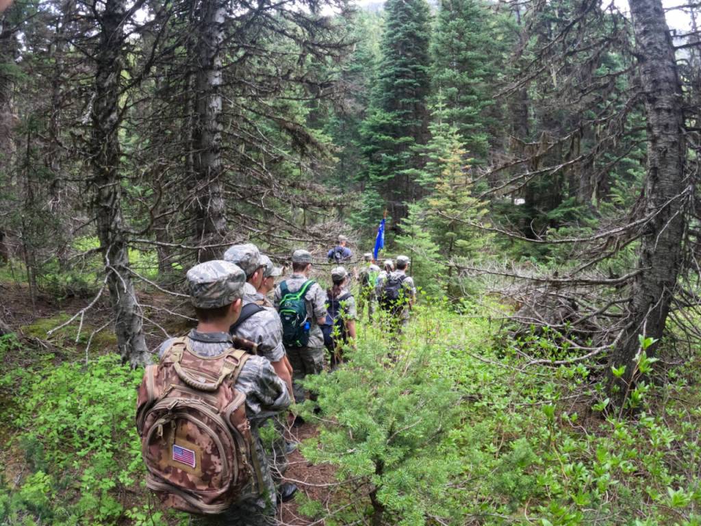 Submitted photo / Dungeness Composite Squadron cadets hike the Tubal Cain Trail to Tull Canyon
