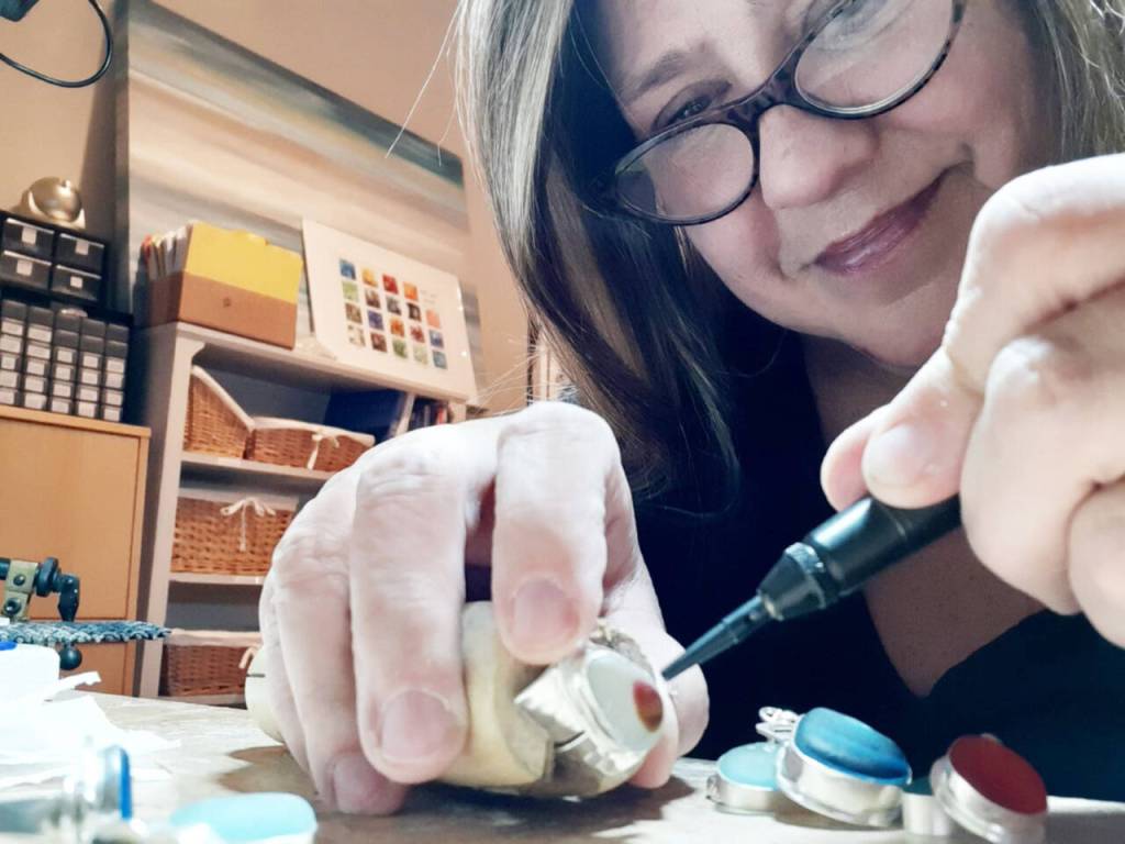 Submitted photo / Mary Beth Beuke works at her West Coast Sea Glass Studio. View Buekes work and more at the Strait from the Artists Studio Tour on Nov. 12.