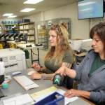 Photo by Keith Thorpe/Olympic Peninsula News Group / Clallam County Elections Assistant Aspen Smith, left, and Elections Manager Susan Johnson examine contested ballots on Aug. 2 at the Clallam County Courthouse.