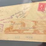 Sequim Gazette photo by Matthew Nash/ Jim Kloetzels postage cover has been passed through his family featuring his last name from a moving company in Detroit, Mich.