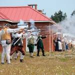 Sequim Gazette file photo by Matthew Nash
Colonial soldiers shoot at the British in a skirmish during the Northwest Colonial Festival last year. It returns for four days Aug. 11-14 with skirmishes, demonstrations and more at the George Washington Inn.