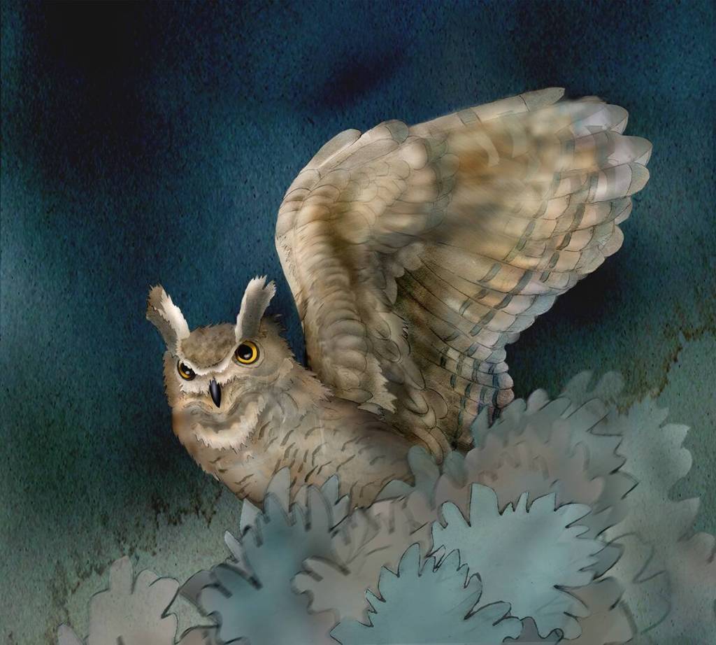 Submitted art
Great Horned Owl by Jeannine Chappell, a featured artist at the Blue Whole Gallery in September.