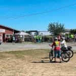 Sequim Gazette photo by Matthew Nash/ Riders with the Tour de Lavender traveled to eight lavender farms on Aug. 6, including Victors Lavender Farm along Old Olympic Highway.