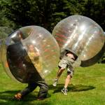 Sequim Gazette file photo by Michael Dashiell
Brothers Gary Brock, left, and Johnny Callisesi of Port Angeles play a friendly game of bubble ball at the Clallam County Fair in 2019.