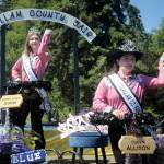 Keith Thorpe/Olympic Peninsula News Group
Fair Queen Allison Pettit, front, and Queens Court Sophia Lawson, shown on Aug. 6 on their parade float in the Joyce Daze Wild Blackberry Festival, will preside over the Clallam County Fair starting Aug. 18 in Port Angeles.
