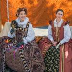 Sequim Gazette photo by Emily Matthiessen / Sarah Tucker as Queen Elizabeth I and Nicole Mischke as Lady Nicole greet visitors at Olympic Theatre Arts Renaissance Faire last Sunday.