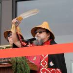 Sequim Gazette photos by Matthew Nash
Pat and Patsy Adams lead hundreds of people in a prayer at the Jamestown SKlallam Tribes grand opening for its Healing Clinic. They also performed a blessing of the facility.
