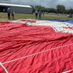 Sequim Gazette photo by Matthew Nash/ Winds prevented a hot air balloon from being blown up for people to go into and throw beach balls at the Olympic Peninsula Air Affaire & Sequim Valley Fly-In on Aug. 27 at the Sequim Valley Airport.
