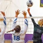 Sequim's Kendall Hastings (15) tips a shot past North Mason defenders in the Wolves' 3-1 Olympic League win Tuesday night. (Emily Matthiessen/Olympic Peninsula News Group)