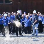 Sequim Gazette photo by Michael Dashiell
Sequim City Band members break ground on the Rehearsal Hall expansion project on Sept. 10. Pictured with ceremonial shovels are, from left, band president Debbi Soderstrom, band director Tyler Benedict and Neeley Construction superintendent Eli Collier.