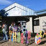 Sequim Gazette photo by Michael Dashiell / Students wait outside Greywolf Elementary School on the first day of school on Sept. 7.