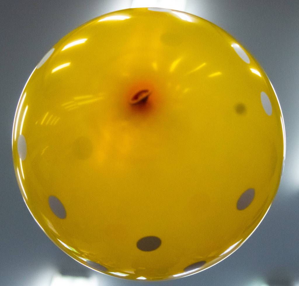 Sequim Gazette photo by Emily Matthiessen / A balloon that was used during a balloon volleybal game at Tims Place.