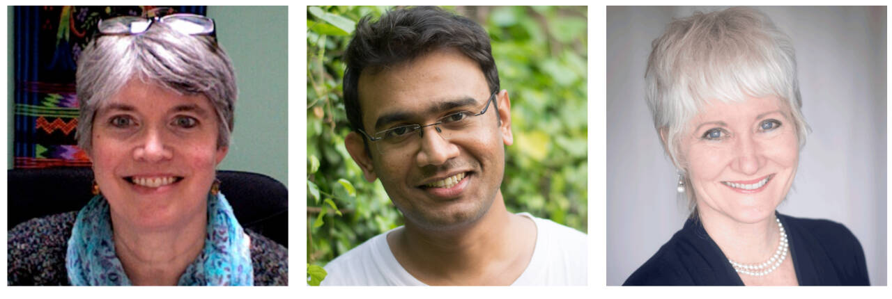 Submitted photos / From left, M.E. Bartholomew, Kunal Moon and Rebecca P. Murray headline the Skwim Toastmasters Rhythm, Rhyme, and Render in person and Zoom presentation on Sept. 27.