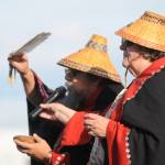 Sequim Gazette photo by Michael Dashiell / Pat and Patsy Adams, tribal elders with the Jamestown SKlallam Tribe, offer a blessing of the Sequim School Districts stadium and field on Sept. 26.